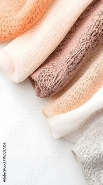 Obraz Subtle Fabric Mesh Pattern Close-Up in Neutral Peach and Brown Tones