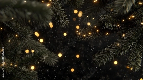 Obraz Sparkling Bokeh Lights on a Christmas Tree Background