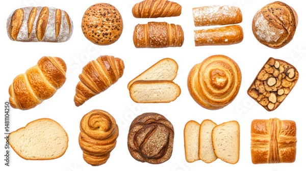 Obraz French Croissant Bread Isolated on Transparent Background

