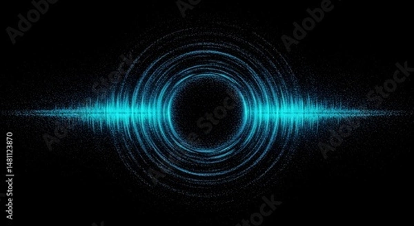 Fototapeta Glowing ripples converge on a dark void