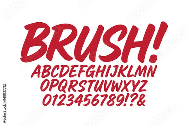 Fototapeta hand brush graffiti font. Marker brush handlettering font and number
