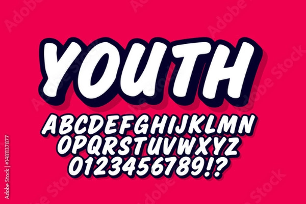 Fototapeta Modern graffiti font effect with highlight and shadow, youth style lettering font
