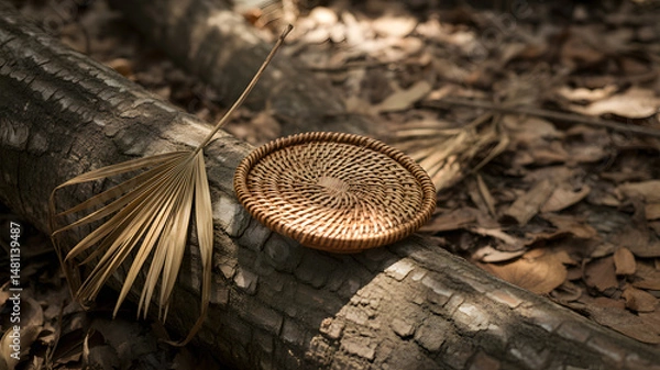 Obraz Wicker Coaster on Forest Log