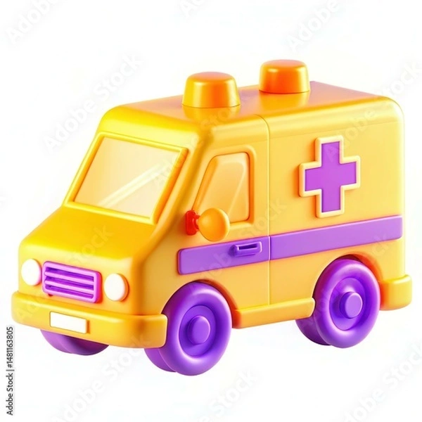 Obraz A colorful toy ambulance with a bright design and playful features, perfect for children.