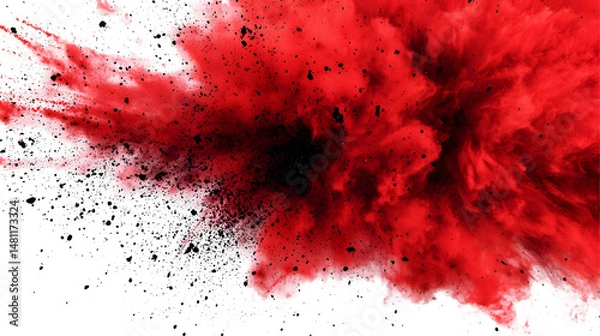 Fototapeta Eruption of crimson particles, a mesmerizing blend of light and darkness