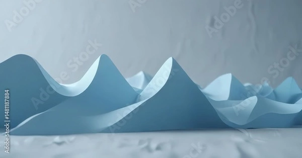 Fototapeta Geometric wave forms, minimalist blue palette, smooth, elegant, illustration