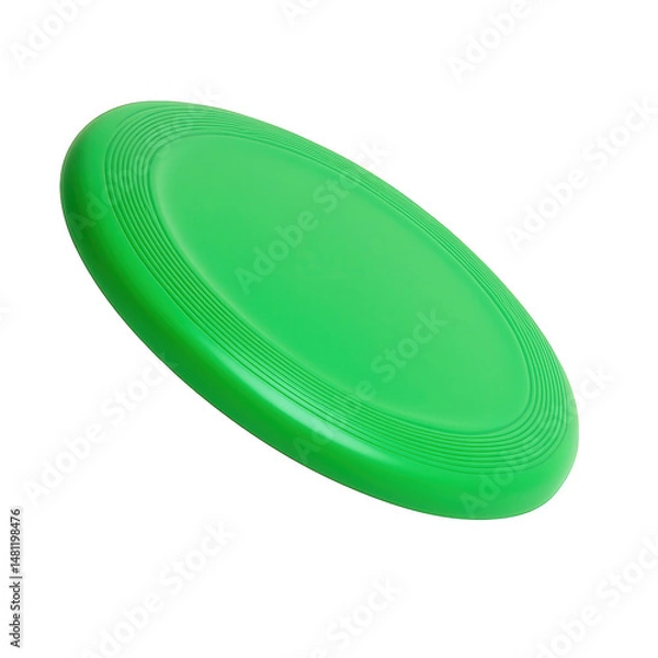 Fototapeta Bright green frisbee with concentric circular patterns on transparent background