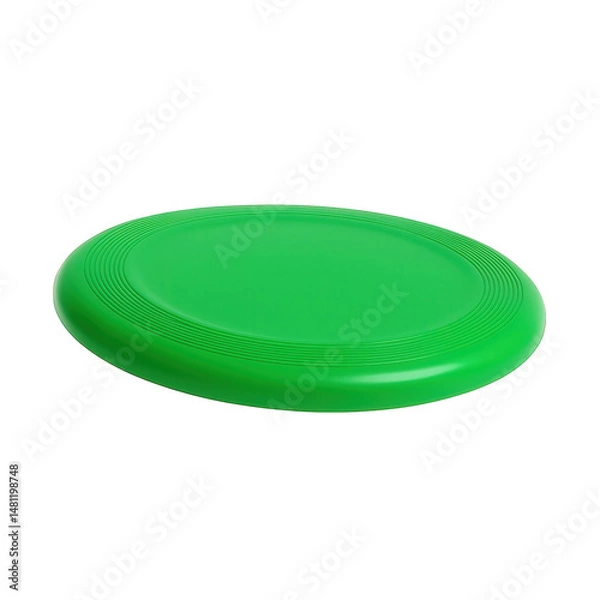 Fototapeta Single green frisbee with concentric ridges on transparent background