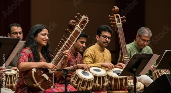 Obraz Classical Indian musicians perform