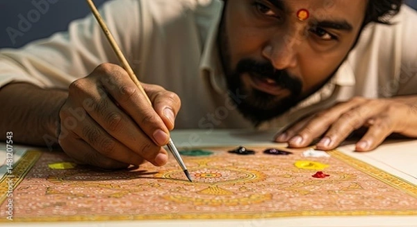 Obraz Close-up of artist painting intricate design