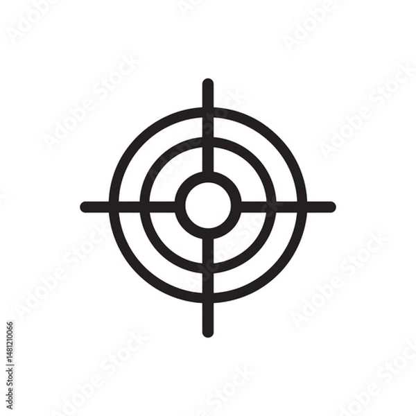 Fototapeta Black concentric circles meet at a central point on a white background
