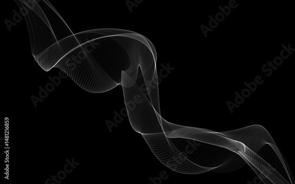 Fototapeta Dark abstract background with a glowing abstract waves