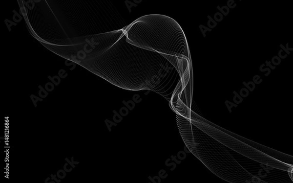 Fototapeta Dark abstract background with a glowing abstract waves