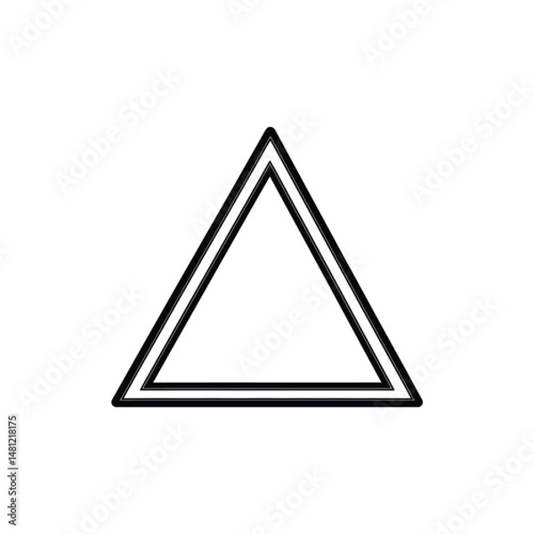 Fototapeta Black line creates nested triangle shape on a transparent background, simple abstract art