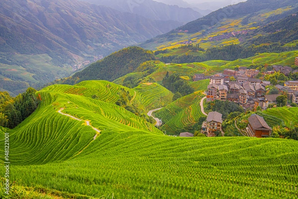 Obraz The longji rice terrace viewed from the viewpoint 2 thousand layers to the heaven. Longsheng, China