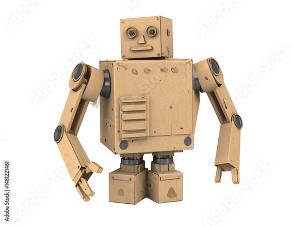 Fototapeta Cardboard Robot Model, Beige, Boxy Design