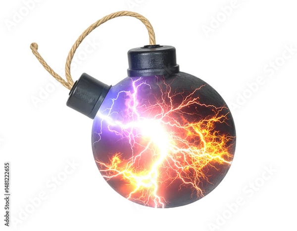 Fototapeta Exploding Bomb With Electric Sparks
