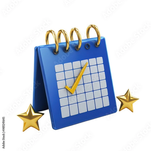 Obraz Calendar schedule appointment reminder event planning date time management organization 3d render icon