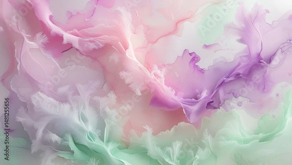 Obraz Abstract background featuring swirling blended alcohol ink stains in soft pastel hues