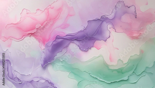 Obraz Abstract background featuring swirling blended alcohol ink stains in soft pastel hues