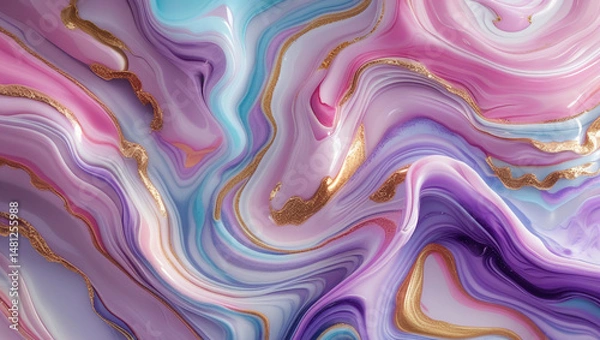 Obraz A vibrant abstract marble texture with swirling patterns of pastel colors