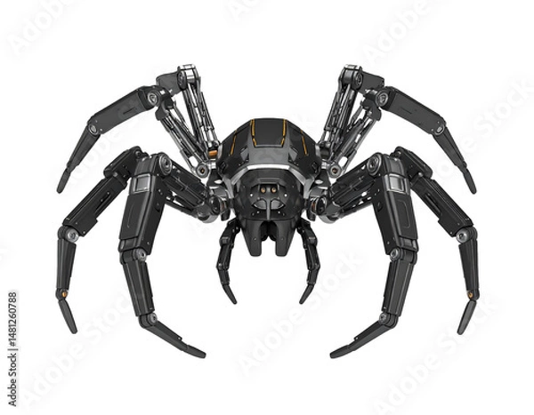 Fototapeta Mechanical Spider Robot Design With Orange Accents