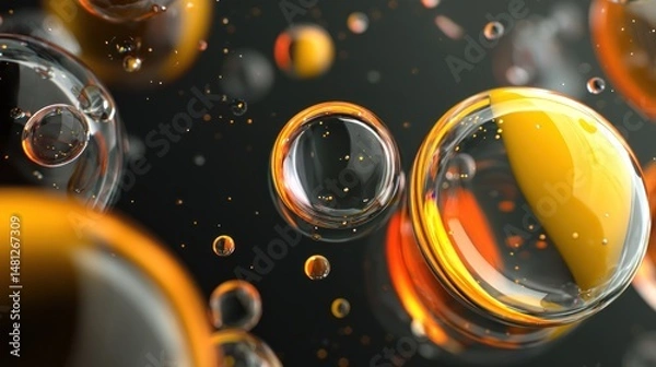 Fototapeta Visual fluid dynamics or gasoline on a micro scale shows different fluids interacting and forming complex and beautiful structures.