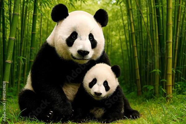 Fototapeta "Panda Bond in the Bamboo Forest"

