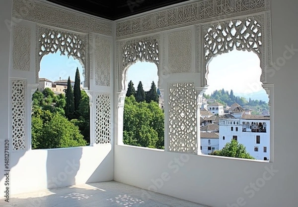 Obraz Ornate Courtyard with Garden Views