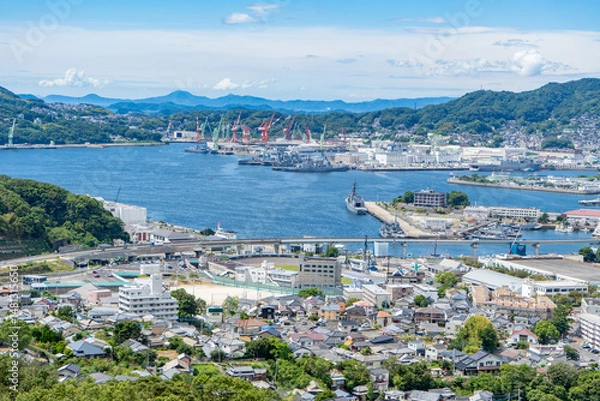 Fototapeta 天神山展望台から見る佐世保市の町並み