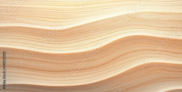 Obraz Close-up of smooth wooden surface with flowing natural grain patterns creating gentle waves in light and warm beige tones