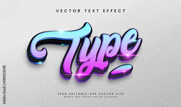 Fototapeta Neon Type Colorful Editable Vector Text Effect. Modern Elegant theme.