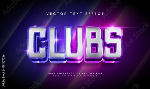 Fototapeta Neon Light Clubs Editable Vector Text Effect. Glowing light Text.