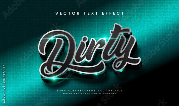Fototapeta 3d Black Green Dirty Editable Vector Text Effect. Elegant theme text.