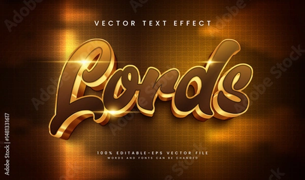 Fototapeta Editable golden text effect with luxurious brown and gold style,