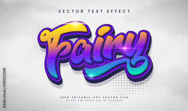Fototapeta Colorful Fairy Editable Vector Text Effect. Suitable for Happy Theme.