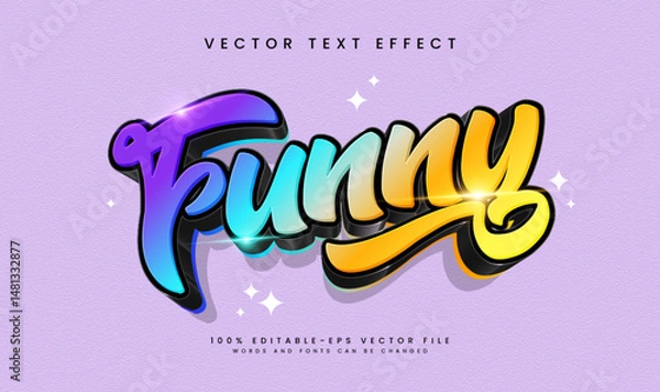 Fototapeta Editable 3D text effect with a fun, colorful design. Perfect for projects needing a playful vibe.