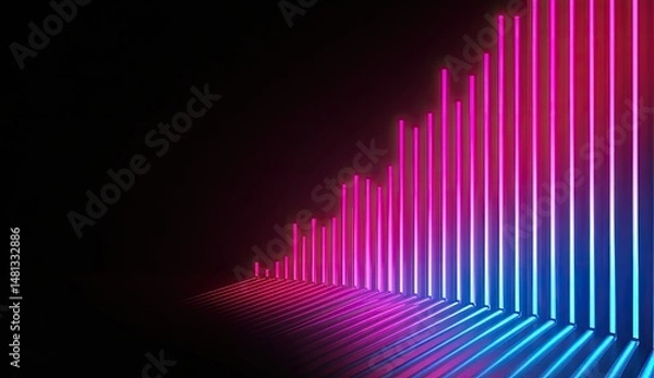 Obraz Neon glowing lines create a vibrant, futuristic stage