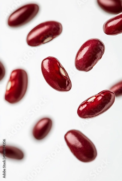 Obraz Red Beans Scattered and Hovering on White