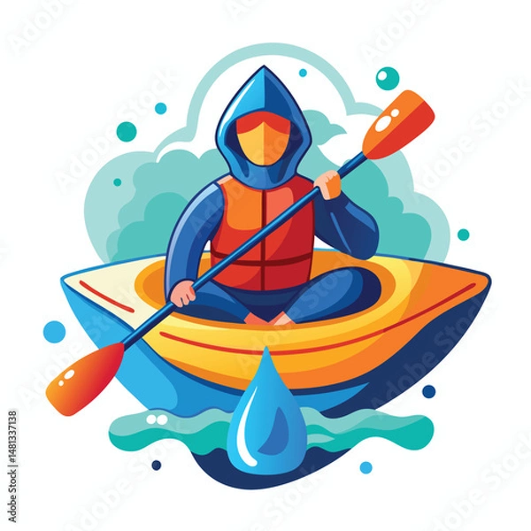 Fototapeta Person in Kayak on Water Paddle Boating Adventure