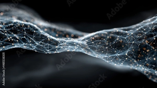 Obraz Abstract Digital Network  Interconnected Nodes  Global Communication  Technology Backgroun