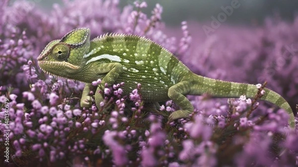 Obraz Chameleon in Pink Flowers