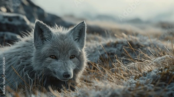 Obraz Arctic Fox in Frozen Meadow