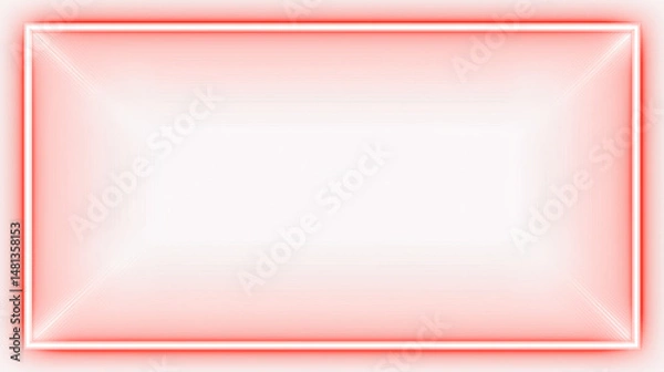 Fototapeta Intense red neon frame with layered light depth effect on a soft white background. Ideal for high-impact visual design and energetic digital themes.

