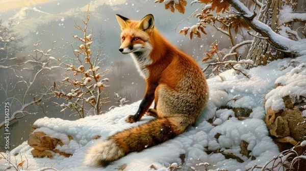 Obraz Fox in snowy landscape (1)