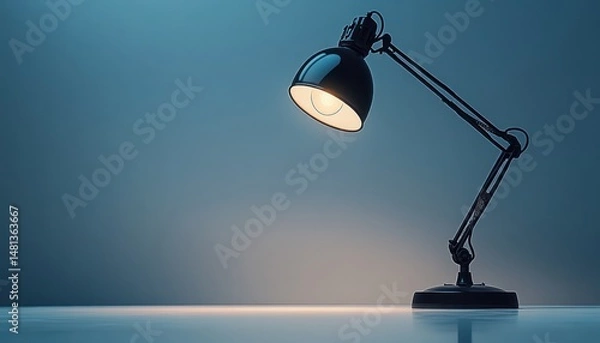 Fototapeta Modern desk lamp, casting warm light