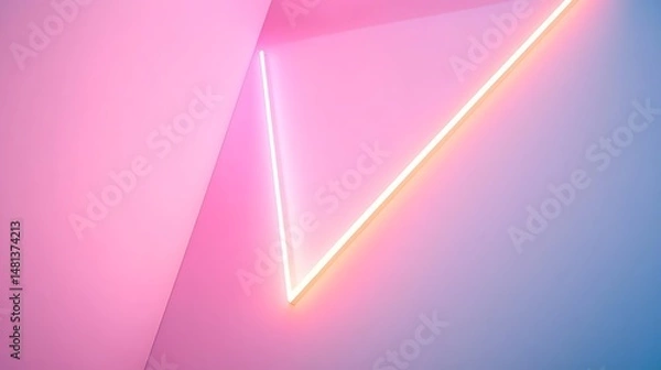 Fototapeta Neon Light Triangles Interior Design