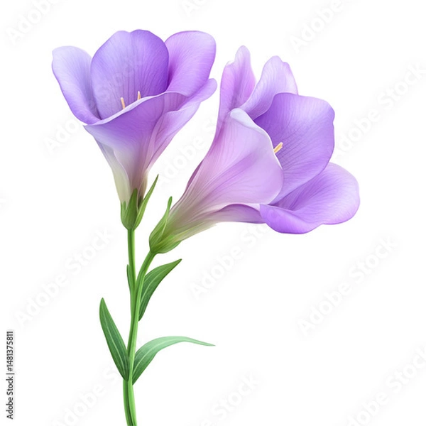 Obraz Botanical Image of Purple Freesia with Stem