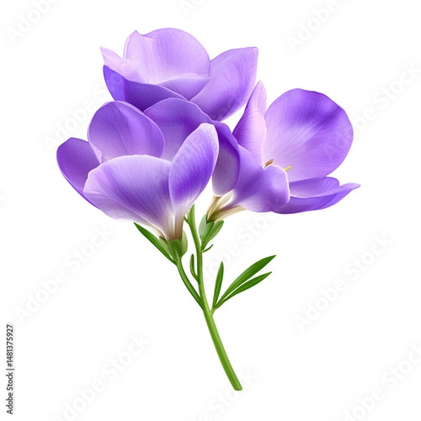 Obraz Purple Freesia Blossom and Stem Isolated