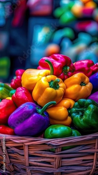 Obraz Colorful Peppers in Basket (2)
